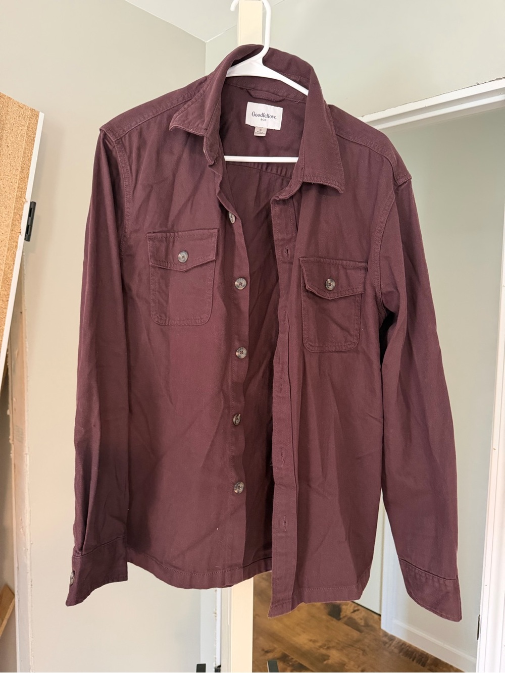Target Men's Lightweight Button-Up Shirt Jacket - Burgundy